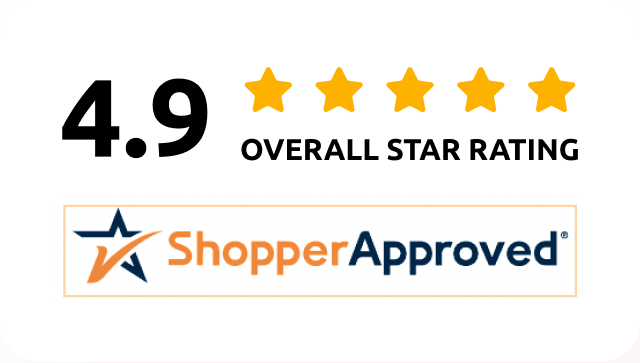 Shopper Approved badge with 4.9 stars rating